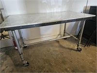 Granite Top Table on Casters 6'x3'