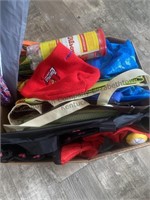 Miscellaneous box of umbrellas, tote bags ,