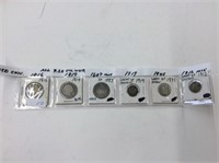 6 Mixed Coins - All .925 Silver - 2 With Holes