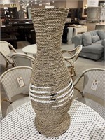 Large Seagrass Beige and White Striped Vase