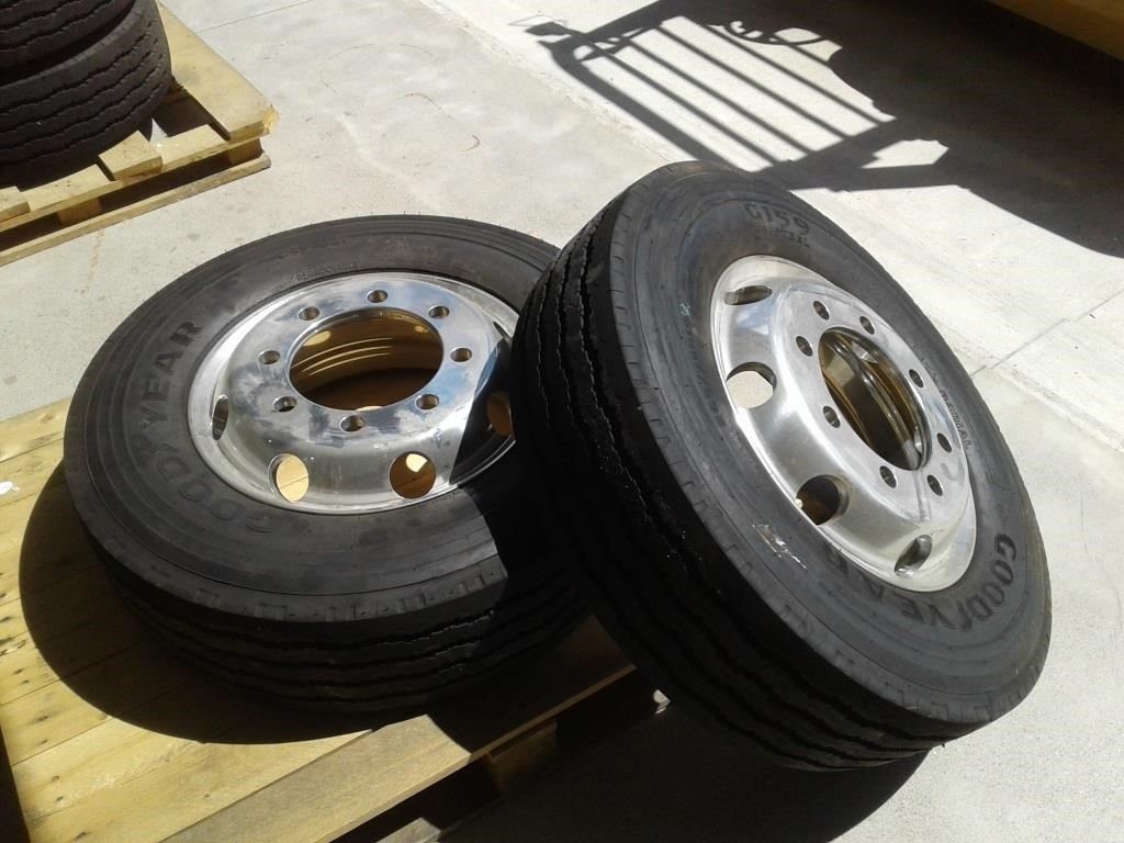 (2) Goodyear 265/70R19.5 Steer Tires