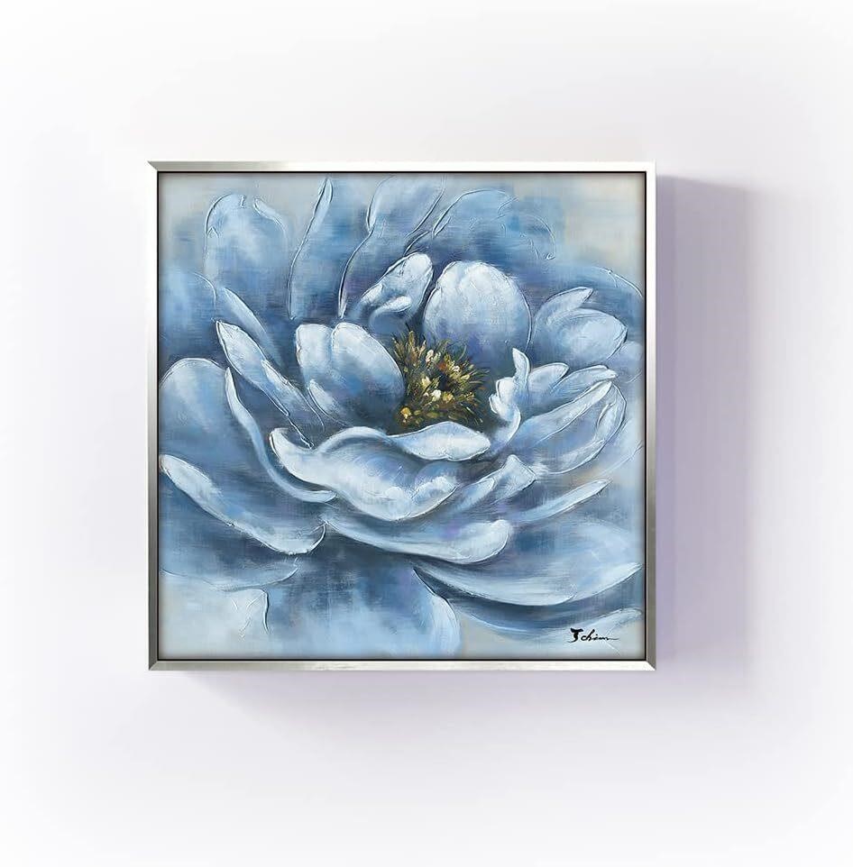 Yidepot Peony Art  Blue (12x12)-Gold Frame