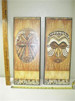 2 -  8" x 20" Mask Wood Pictures