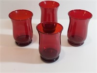 4pc Baltic Royal Ruby Red Juice Glasses.  Blown