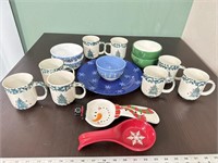 Miscellaneous Christmas dishes bowls cups plates