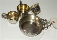 (3) Sterling silver baby cups, (1) Sterling