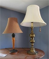 Brass table lamp and contemporary table lamp