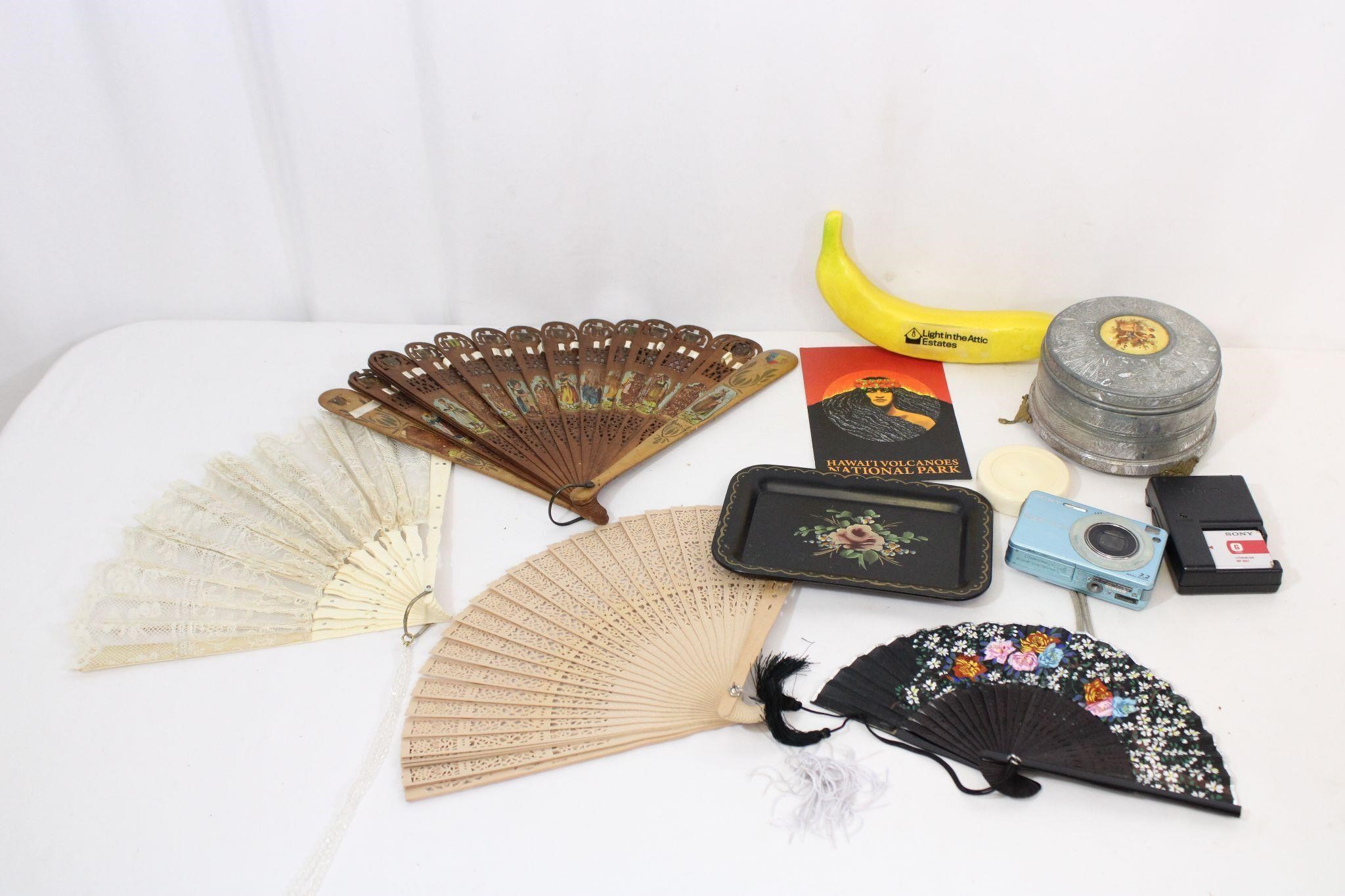 Miscellaneous Vintage- Music Box, Fans, Camera