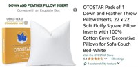 F2) NEW IN THE BOX VAC PACKED FEATHER &DOWN PILLOW