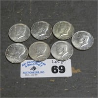 (7) 1965-1969 Silver Clad Kennedy Half Dollars