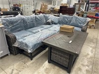Sunbrella sectional patio sofa with fire pit