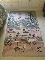 Rug:  3 1/2 feet by 5 feet rug town scene