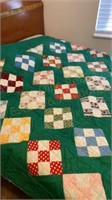 Unbound Nine Patch Quilt (Has a Small Stain)
