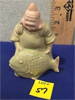 4" Japanese Figurine with Carp God of Fisherman