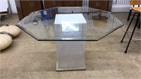 BEVELLED GLASS TOPPED COLUMNED DINING TABLE
