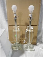 2 GLASS BASE LAMPS - AS FOUND W/ CHIPS