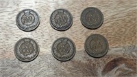 6 1903 1907 US Indian Head Pennies
