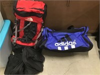 North Face Hiking Backpack and Adidas Bag Bundle