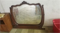 Large Antique Oak Ornate Dresser Mirror