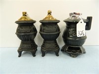 (3) Pot Belly Stove Design Table LIghters