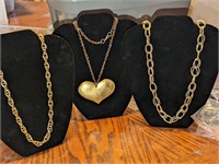 Lot of 3 Gold Tone Necklaces