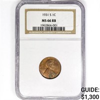1931-S Wheat Cent NGC MS66 RB
