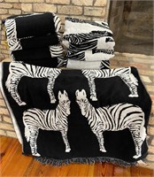 8 Plush Zebra Bathroom Towels and Wall Hanging