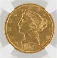 1856 Gold Eagle NGC AU55 $5 Liberty Head