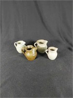 4 Vintage Miniature Stoneware Pitchers