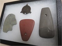 (3) STONE PENDANTS IN FRAME