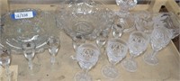 Assorted Clear Glass Stemware, Bowls, Candlestick