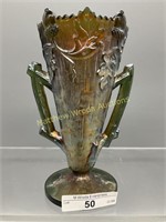 Millersburg green Acorn 2-handled vase