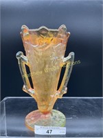 Millersburg vaseline Acorn 2-handled vase