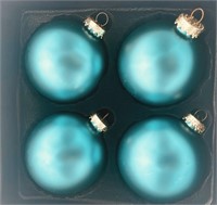 Soft Aqua Glass Ornaments Set of 4