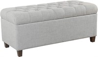 READ Button Storage Ottoman Bench with Hinged Lid