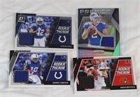 (4) GAME WORN FABRIC FOOTBALL CARDS