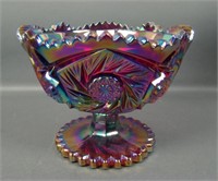 L.E. Smith Red Aztec Pinwheel Ftd. Compote