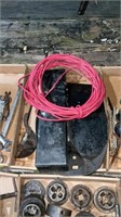 Electrical wire, metal scoop, scrap metal
