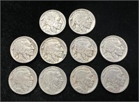 Lot of 10 1935 Buffalo Nickels