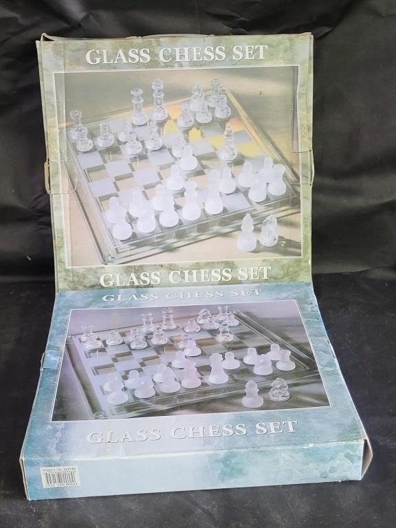 (2) Complete Glass Chess Sets