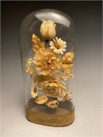 Victorian Silk Flowers Parlor Glass Dome