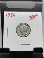 1936 MERCURY SILVER DIME