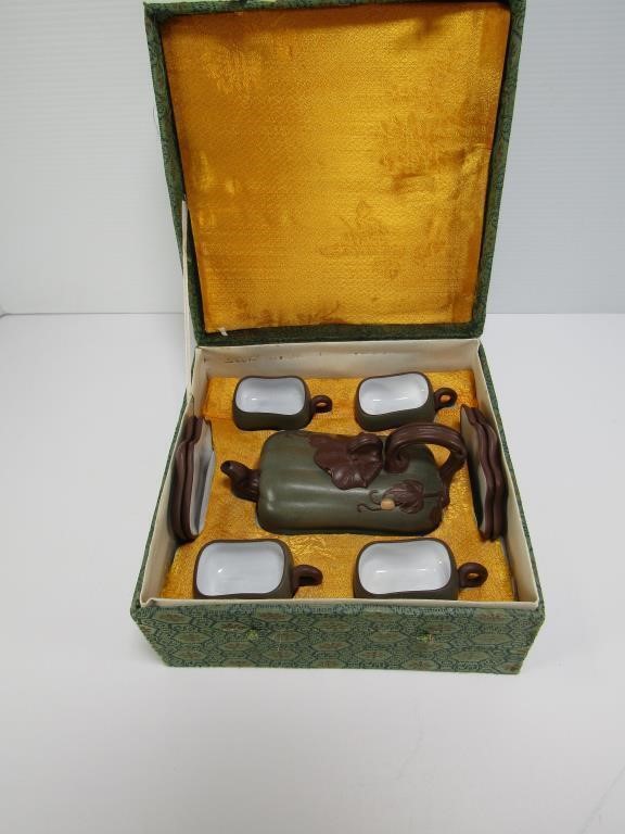 ASIAN POTTERY TEA SET IN BOX