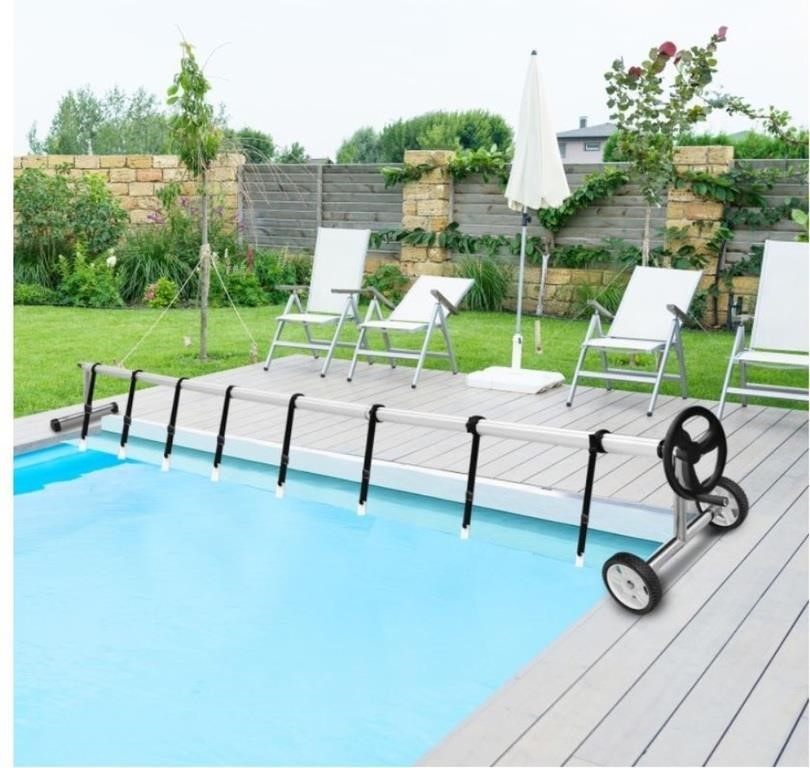 $144.18 Ft Pool Cover Reel Set Aluminum Rod Mising