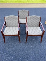 (3) Padded Office Chairs w/ Wood Arms and Legs