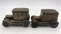 Pair Of Metal Classic Car Banks - No Keys