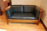 Mission Oak Leather Sofa