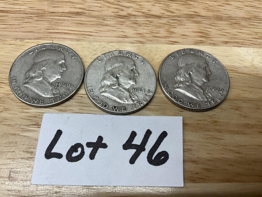 1960, 1961, & 1962 Franklin Half Dollars