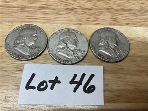 1960, 1961, & 1962 Franklin Half Dollars