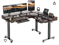 Triple Motor L Shaped Standing Desk with D